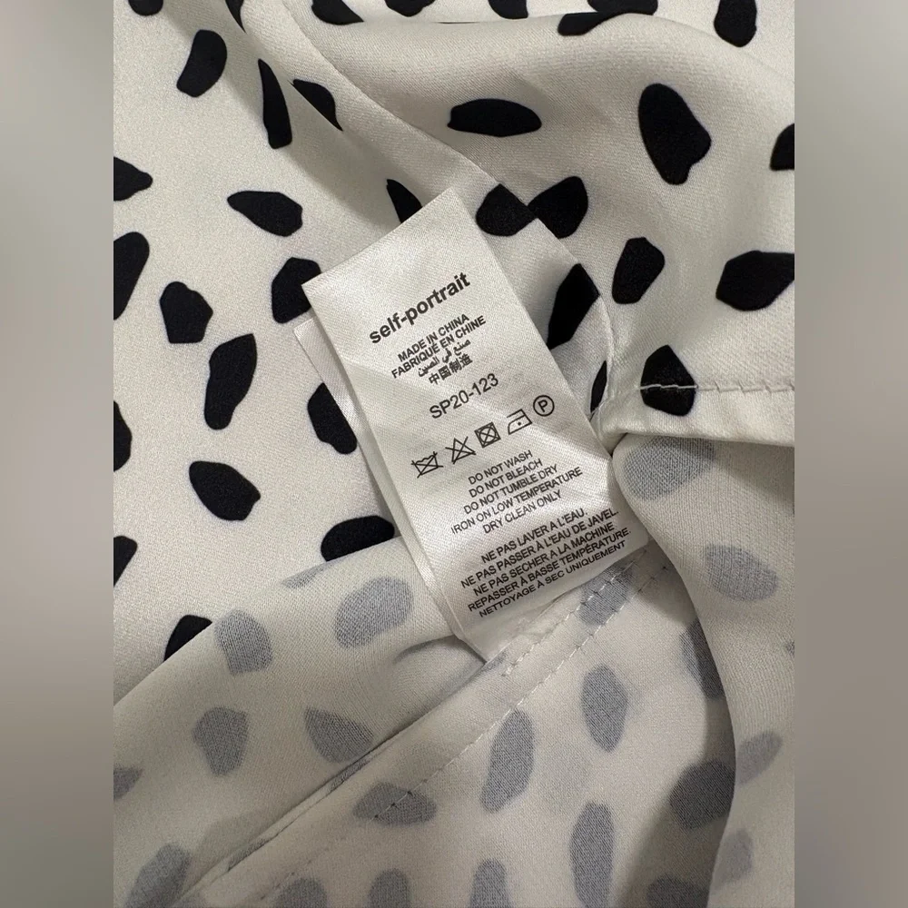 Self-Portrait Polka Dot Ruffled Satin Blouse Size 2 - Picture 10 of 11